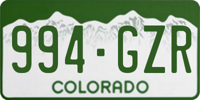 CO license plate 994GZR