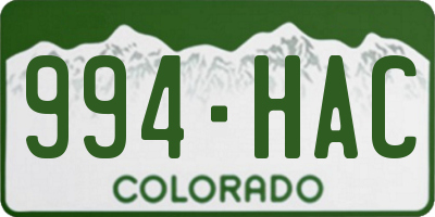 CO license plate 994HAC