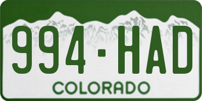 CO license plate 994HAD