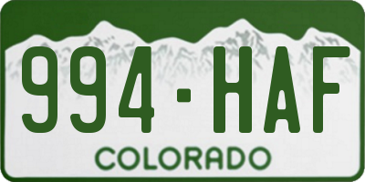 CO license plate 994HAF