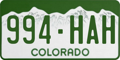 CO license plate 994HAH