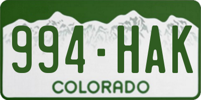 CO license plate 994HAK