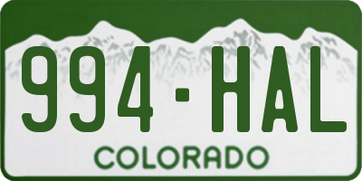 CO license plate 994HAL