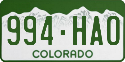 CO license plate 994HAO