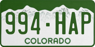 CO license plate 994HAP