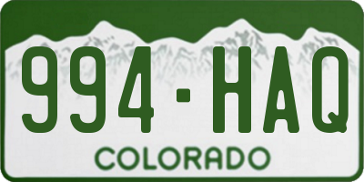 CO license plate 994HAQ
