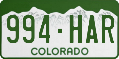 CO license plate 994HAR