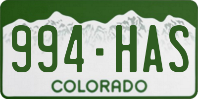 CO license plate 994HAS