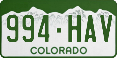 CO license plate 994HAV