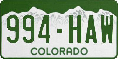 CO license plate 994HAW