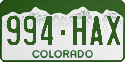 CO license plate 994HAX