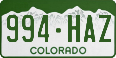 CO license plate 994HAZ