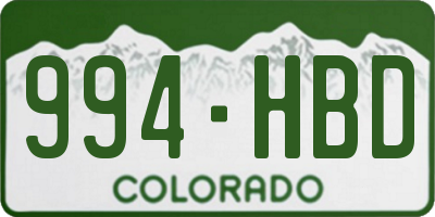 CO license plate 994HBD