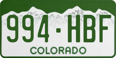 CO license plate 994HBF