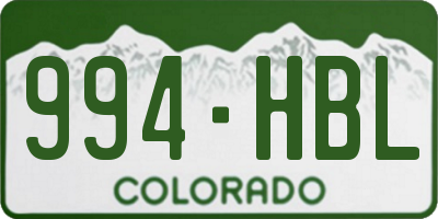 CO license plate 994HBL