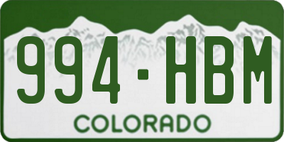 CO license plate 994HBM