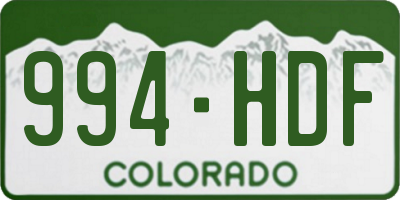 CO license plate 994HDF