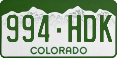 CO license plate 994HDK