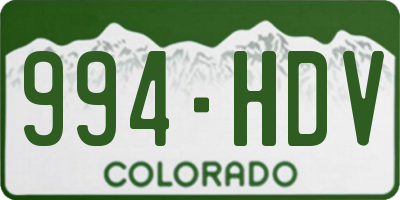 CO license plate 994HDV