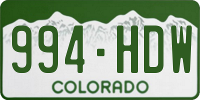 CO license plate 994HDW