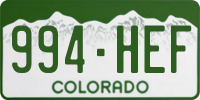 CO license plate 994HEF