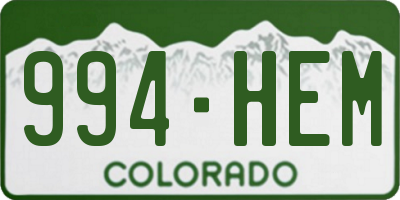 CO license plate 994HEM