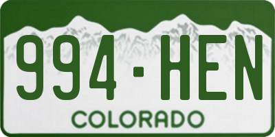CO license plate 994HEN