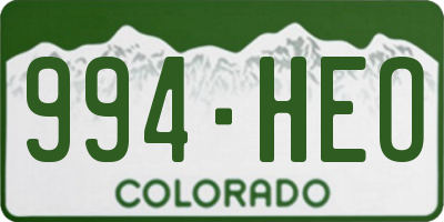 CO license plate 994HEO