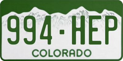 CO license plate 994HEP