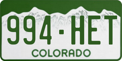 CO license plate 994HET