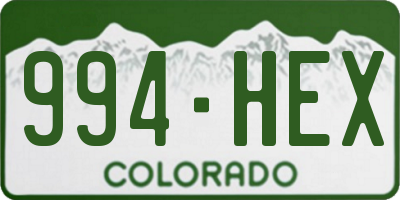CO license plate 994HEX