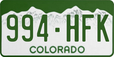CO license plate 994HFK