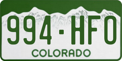 CO license plate 994HFO