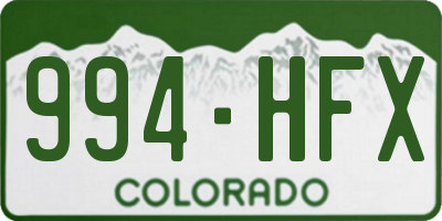 CO license plate 994HFX
