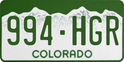CO license plate 994HGR