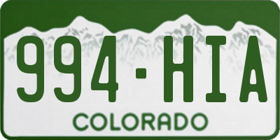 CO license plate 994HIA