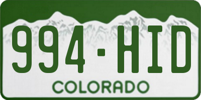 CO license plate 994HID