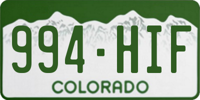 CO license plate 994HIF