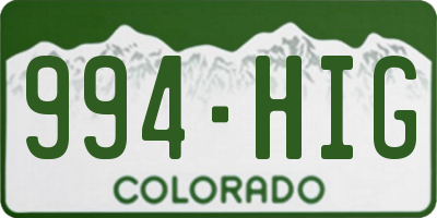CO license plate 994HIG