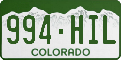 CO license plate 994HIL