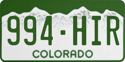 CO license plate 994HIR