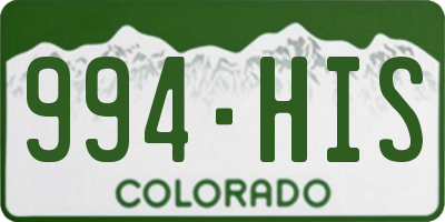 CO license plate 994HIS