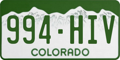CO license plate 994HIV