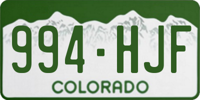CO license plate 994HJF