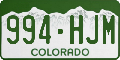 CO license plate 994HJM