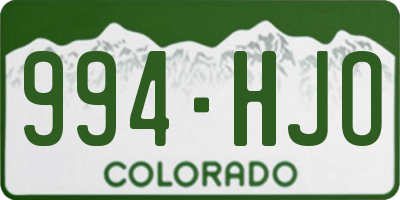 CO license plate 994HJO