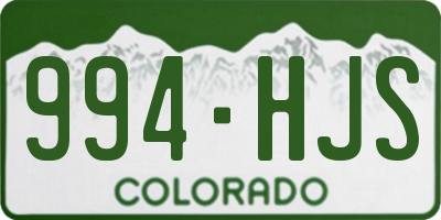 CO license plate 994HJS