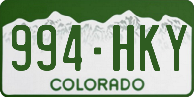 CO license plate 994HKY