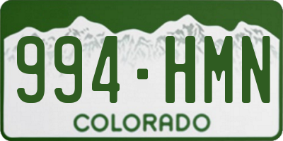 CO license plate 994HMN