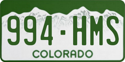 CO license plate 994HMS
